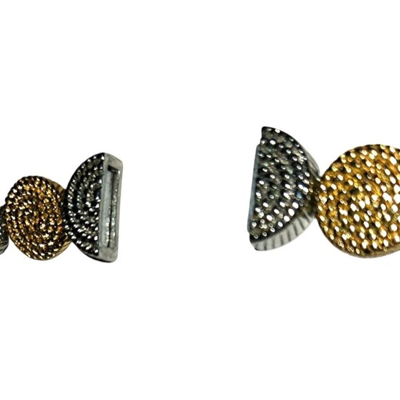 Vintage Necklace Gold & Silver Textured Coin Shape With Magnetic Clasp Heavy - Picture 5 of 6